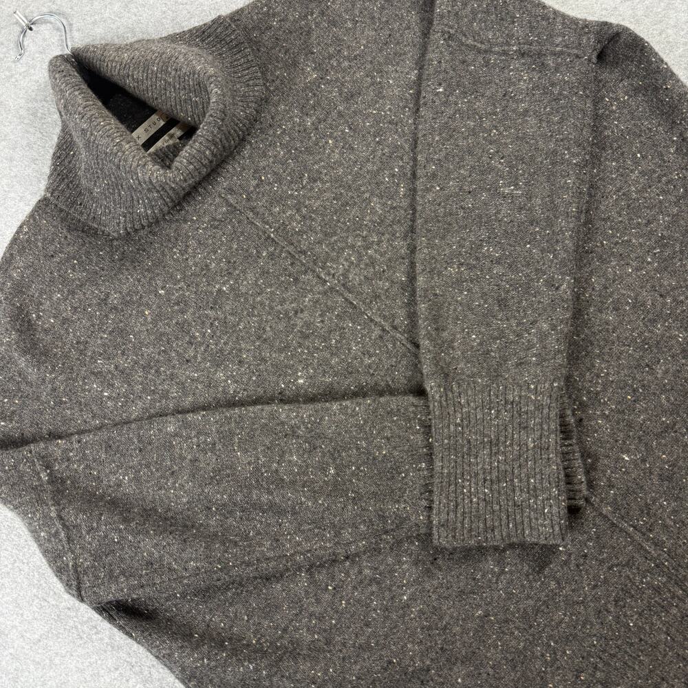 Max Studio 100% 2-ply Cashmere Flecked Turtleneck Sweater Side Button Gray M